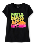 Girls Can Do Anything Graphic Tee - Black from Children's Place Size 14 NWT