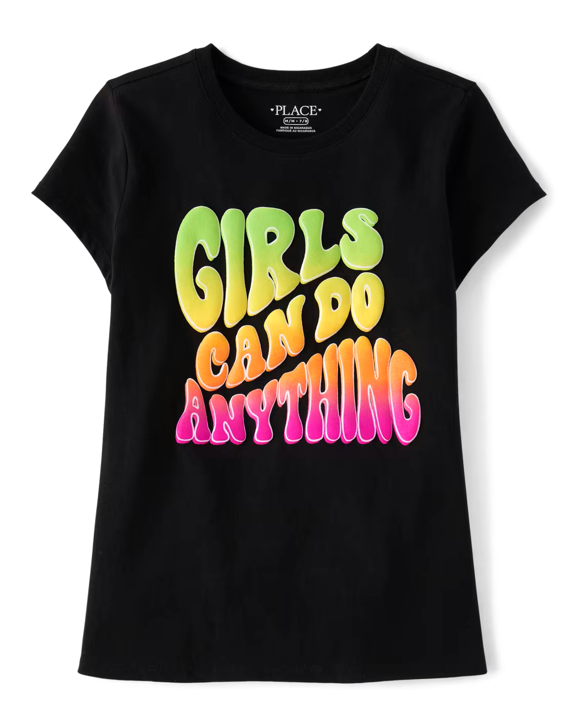 Girls Can Do Anything Graphic Tee - Black from Children's Place Size 14 NWT