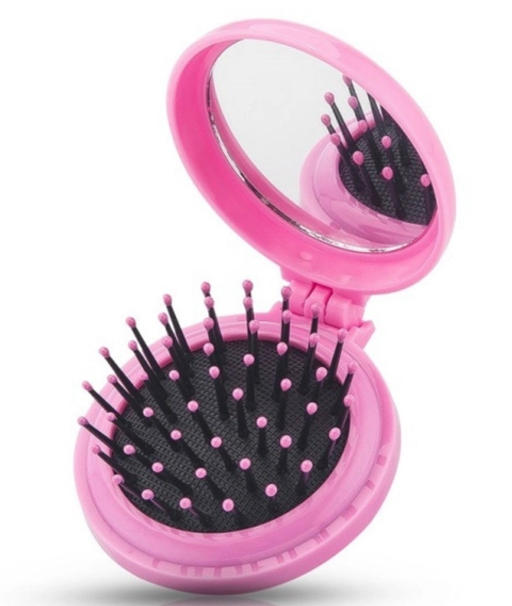 Operation Christmas Child Folding Mirror Brush Compact - Barbie Pink