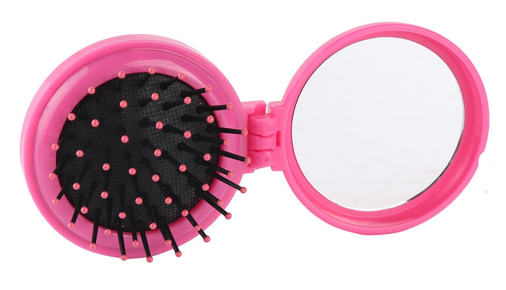 Operation Christmas Child Folding Mirror Brush Compact - Rose Red Pink