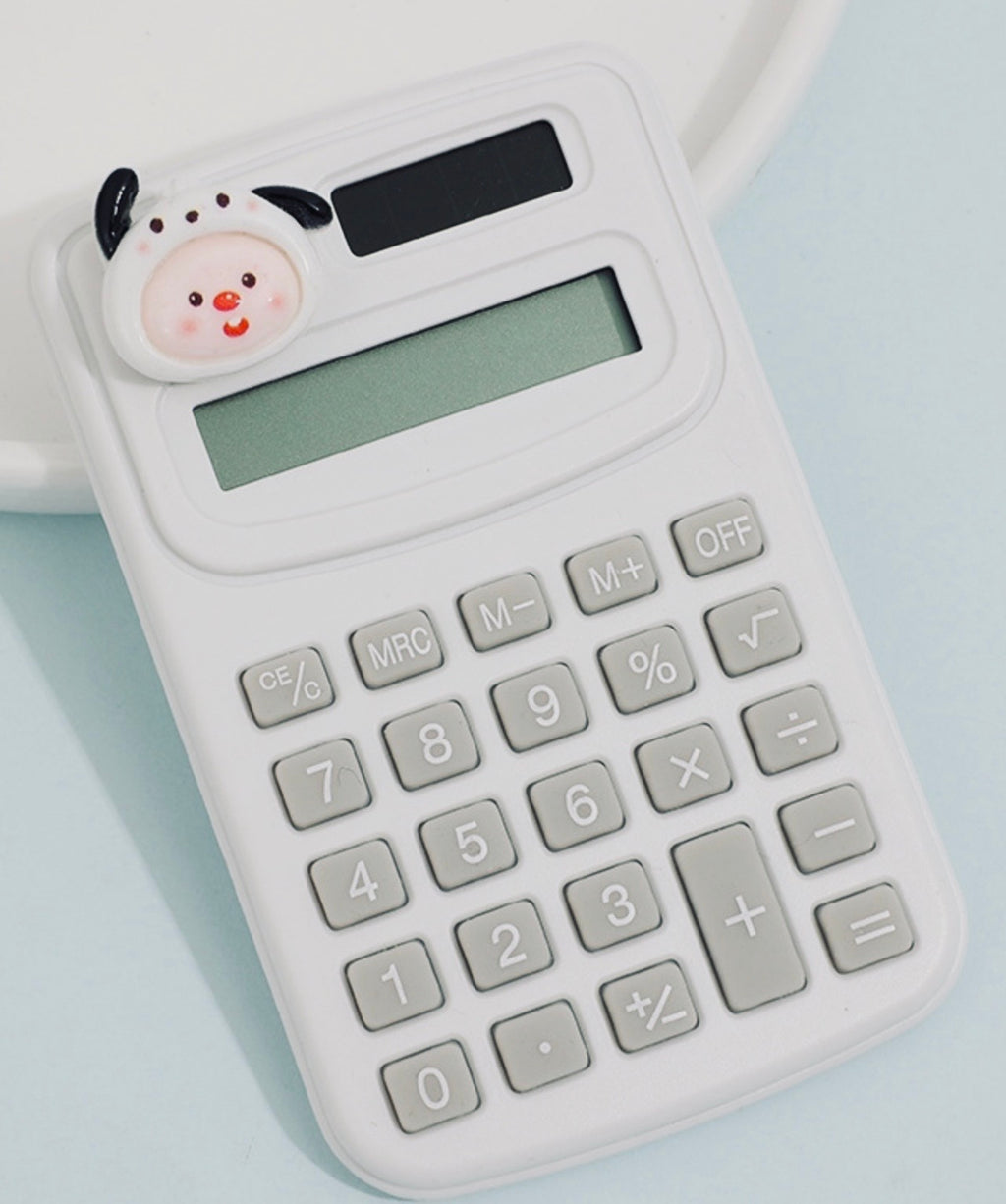 Operation Christmas Child: Solar Powered Student Calculator: White w/ Dog