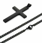Operation Christmas Child: Boys Black Stainless Steel Cross Necklace w/ Chain