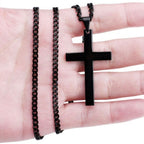 Operation Christmas Child: Boys Black Stainless Steel Cross Necklace w/ Chain