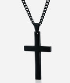 Operation Christmas Child: Boys Black Stainless Steel Cross Necklace w/ Chain