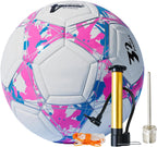Premium Size 4 Soccer Balls (Barbie Pink with Blue Accents)