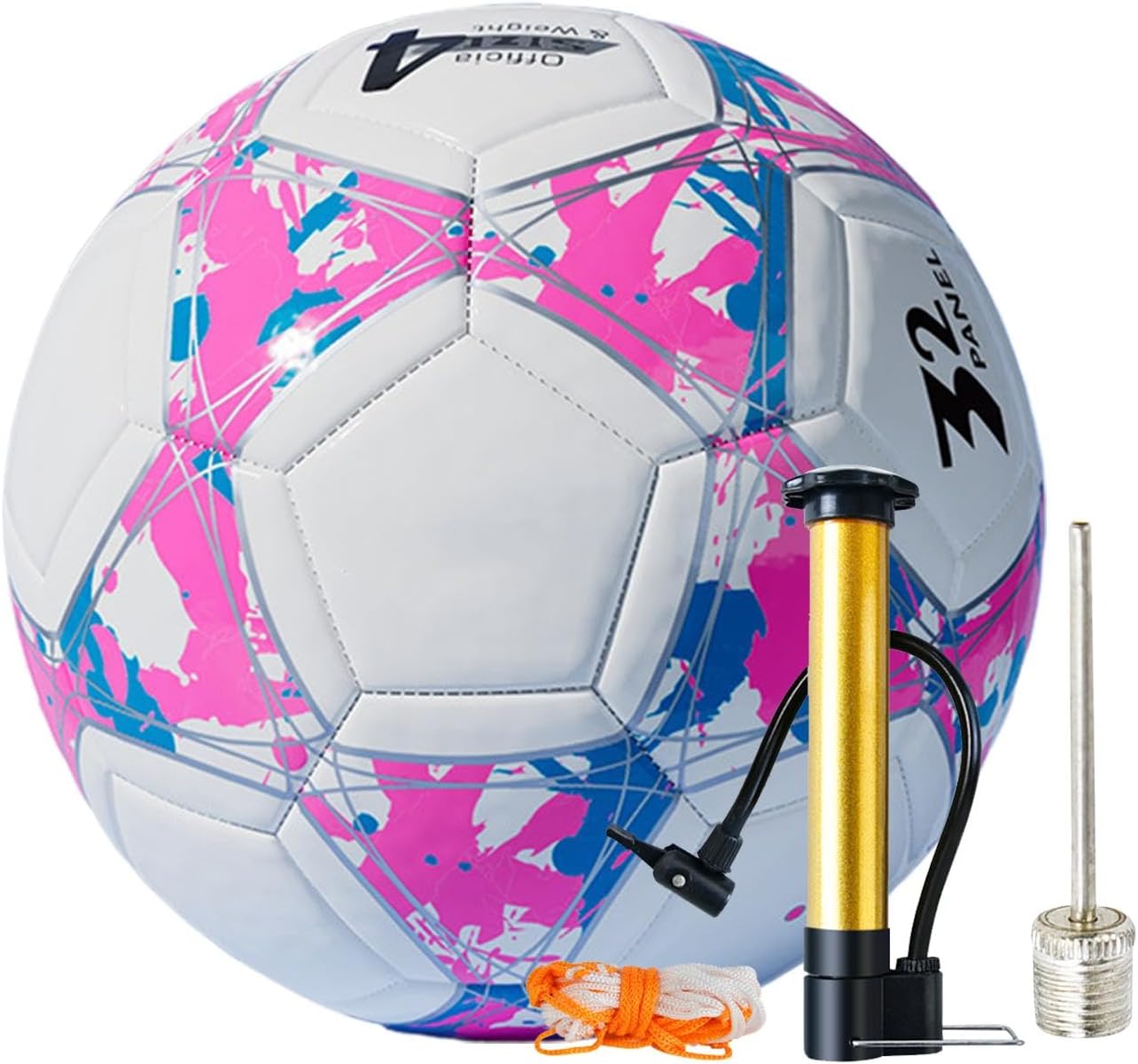 Premium Size 4 Soccer Balls (Barbie Pink with Blue Accents)