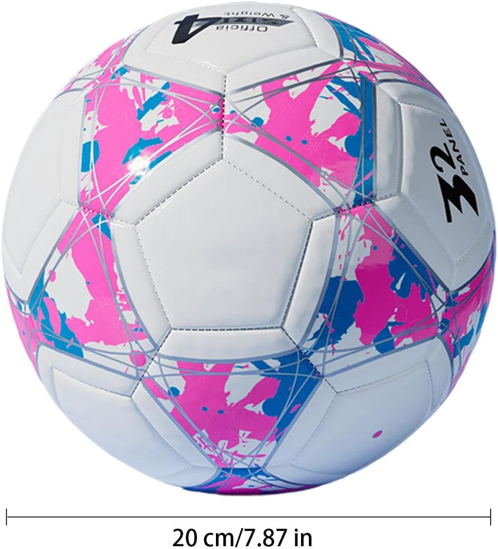 Premium Size 4 Soccer Balls (Barbie Pink with Blue Accents)